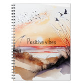 Positieve Vibes Beach Sunset with Birds Notitieboek (Voorkant)