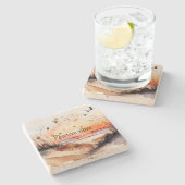 Positieve Vibes Beach Sunset with Birds Stenen Onderzetter (Zijkant)