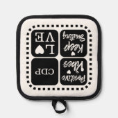 Positieve vibes blijven lachen en voeg initialen z pannenlap (Voorkant)