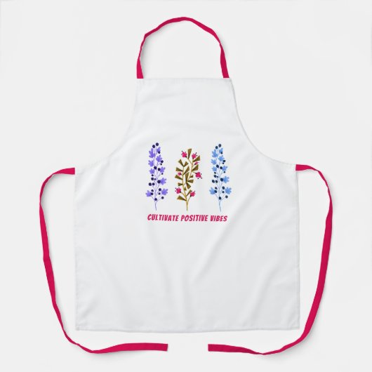 Positieve Vibes Bloementuin Print Vrouwen Bloemen Schort (Voorkant)