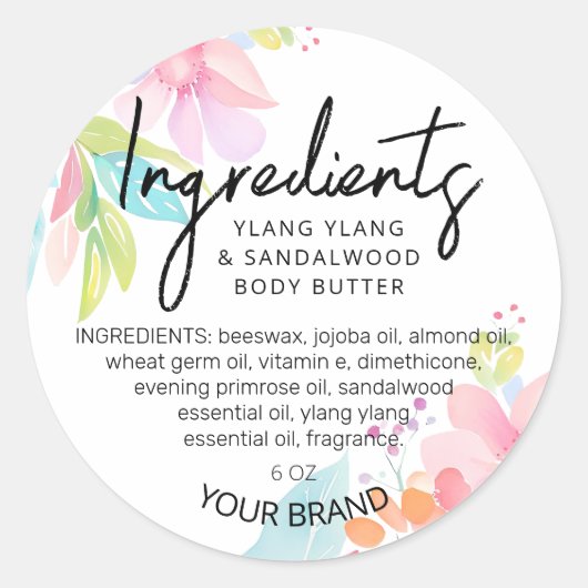Positieve Vibes Body Butter ingrediënt potje label (Voorkant)