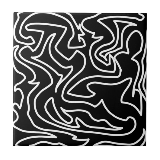 Positieve Vibes Bold Black White Abstract Tegeltje (Voorkant)