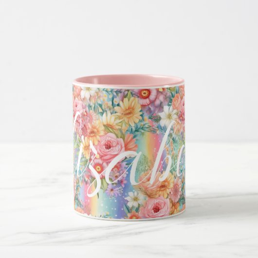 Positieve Vibes Bright Rainbows Florals Aangepaste Mok (Midden)