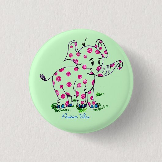 Positieve Vibes Elephant Ronde Button 3,2 Cm (Voorkant)
