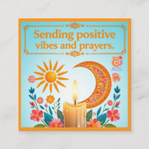POSITIEVE VIBES EN GEBEDEN AANMOEDIGINGSKAART VIERKANTE VISITEKAARTJE