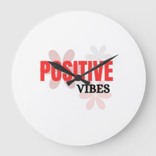 Positieve Vibes – Goede Energie Inspirerende Bloem Grote Klok