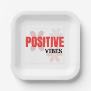 Positieve Vibes – Goede Energie Inspirerende Bloem Papieren Bordje