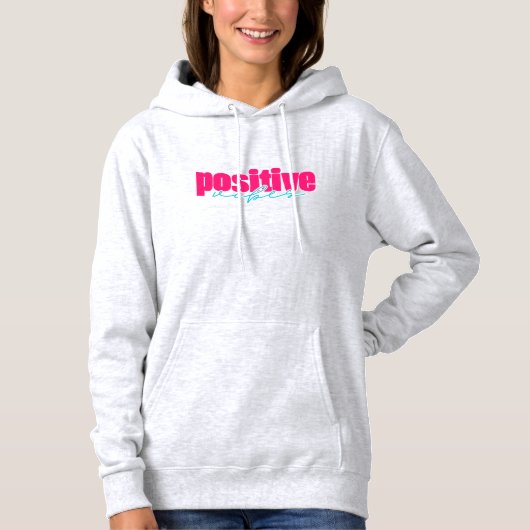 Positieve vibes | Heet roze en Blauwgroen Hoodie (Voorkant)
