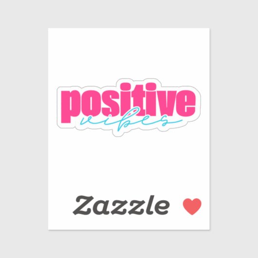 Positieve vibes | Heet roze en Blauwgroen Sticker (Vel)