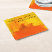 Positieve Vibes Inspirerend Geel Citaat Daffodil Kartonnen Onderzetters (Schuin)