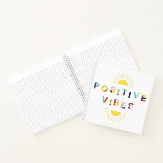 Positieve vibes Kleurrijke Abstracte Typografie Notitieboek (Binnen)