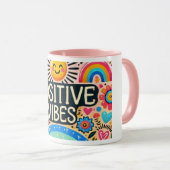 Positieve vibes, kleurrijke Mok (Voorkant rechts)