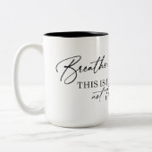 Positieve vibes Motivatie Tweekleurige Koffiemok (Links)