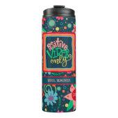 Positieve Vibes Only Flower Stripe Kleurrijke Lera Thermosbeker (Voorkant)