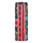 Positieve Vibes Only Flower Stripe Kleurrijke Lera Thermosbeker (Achterkant)