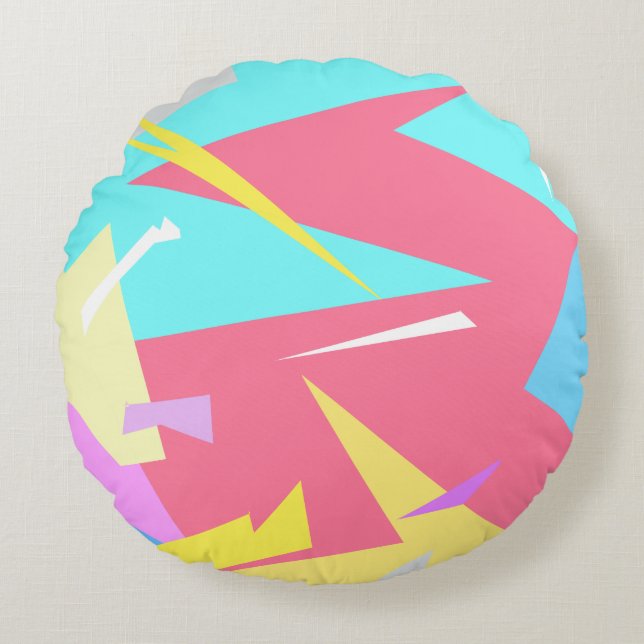 Positieve Vibes Pastel Colors Abstract Rond Kussen (Voorkant)