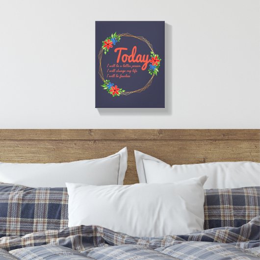 positieve vibes quotes voor succes canvas afdruk (Insitu (Slaapkamer))