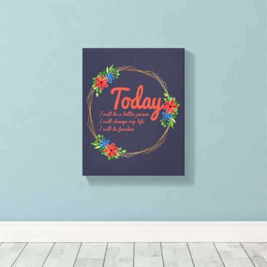 positieve vibes quotes voor succes canvas afdruk (Insitu (Houten vloer))