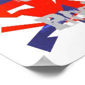 Positieve Vibes Red Blue White Abstract Art Poster (Hoek)