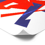 Positieve Vibes Red Blue White Abstract Art Poster (Hoek)