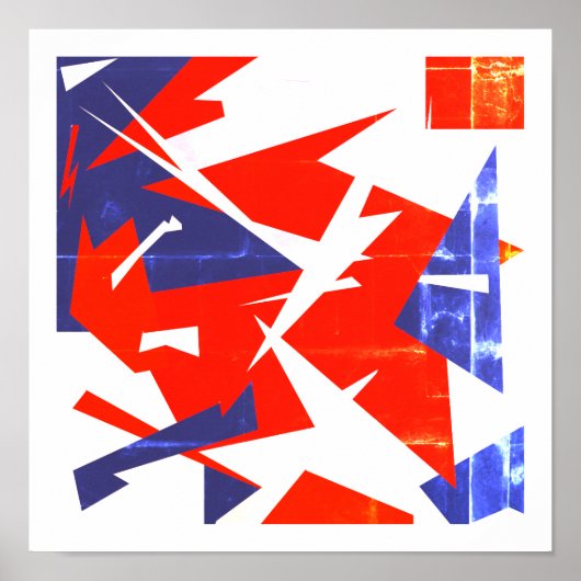 Positieve Vibes Red Blue White Abstract Art Poster (Voorkant)
