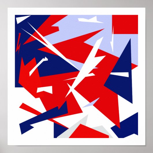 Positieve Vibes Red Blue White Abstract Art Poster (Voorkant)