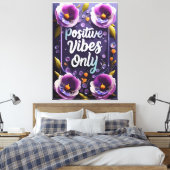 Positieve vibes rondom muurkunst canvas afdruk (Insitu (Slaapkamer))
