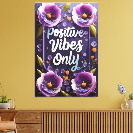 Positieve vibes rondom muurkunst canvas afdruk (Insitu (Woonkamer))