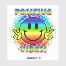 Positieve Vibes Smile Gezicht Emoji Peace Sign Vin Sticker