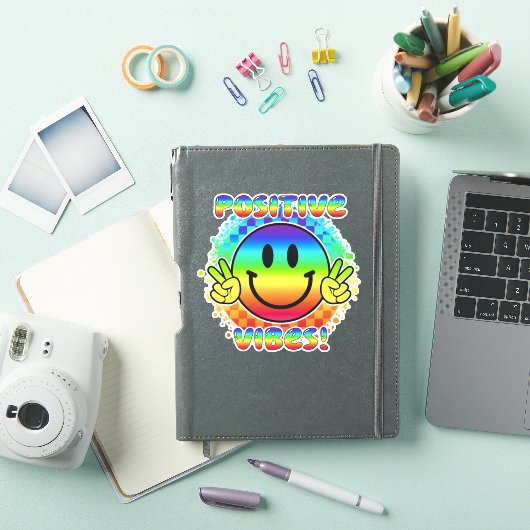 Positieve Vibes Smile Gezicht Emoji Peace Sign Vin Sticker (iPad Cover)
