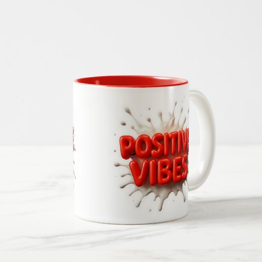 Positieve Vibes Tweekleurige Koffiemok (Voorkant rechts)