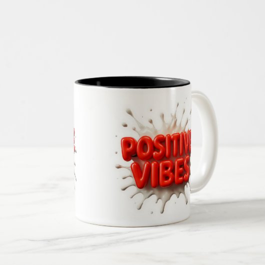 Positieve Vibes Tweekleurige Koffiemok (Voorkant rechts)