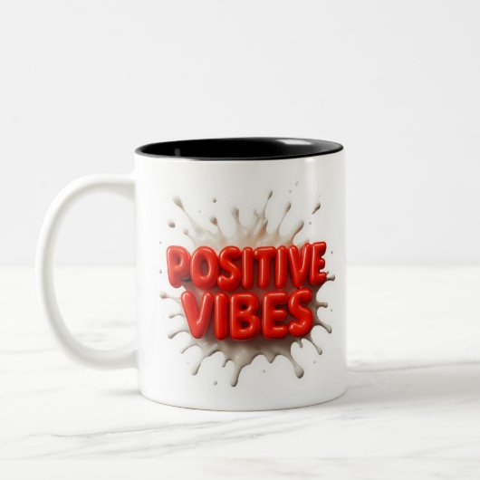 Positieve Vibes Tweekleurige Koffiemok (Links)