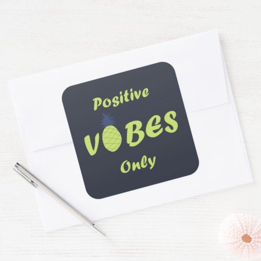 Positieve vibes zomervakantie vierkante sticker (Envelop)