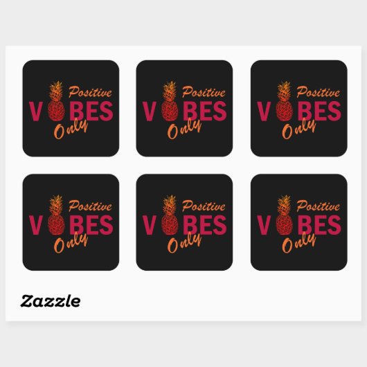 Positieve vibes zomervakantie vierkante sticker (Vel)