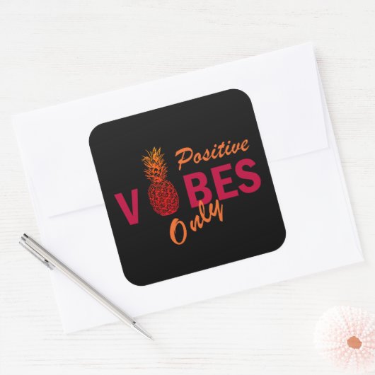 Positieve vibes zomervakantie vierkante sticker (Envelop)