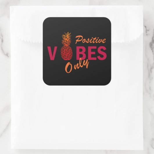 Positieve vibes zomervakantie vierkante sticker (Tas)