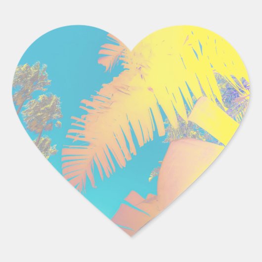 Positieve virussen tropische palmbomen hart sticker (Voorkant)