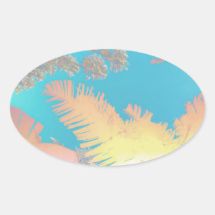 Positieve virussen tropische palmbomen ovale sticker