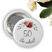 Positieve Waterverf Rozen Floral 50th Birthday Ronde Button 3,2 Cm