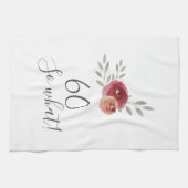 Positieve Waterverf Rozen Floral 60th Birthday Theedoek (Horizontaal)