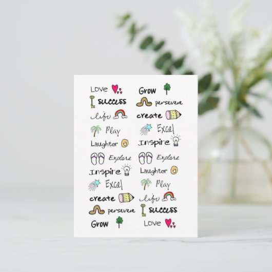 Positieve woorden Post Kaarten (Staand voorkant)