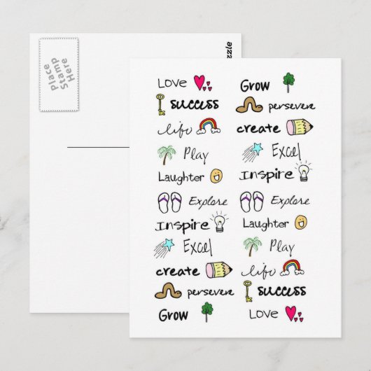 Positieve woorden Post Kaarten (Voorkant / Achterkant)