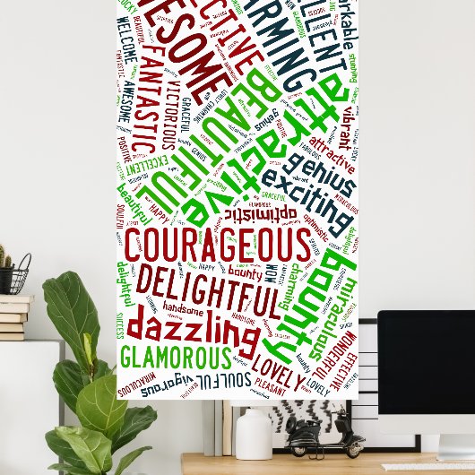 Positieve woorden poster (Thuiskantoor)