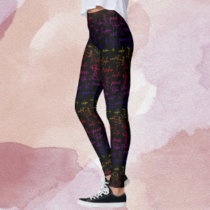 Positieve Woorden Regenboog Script Zwart Patroon Leggings