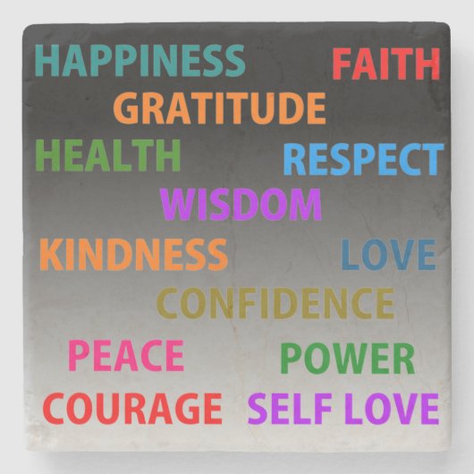 Positieve woorden stenen onderzetter (Voorkant)