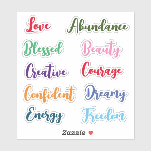 Positieve woorden sticker (Vel)