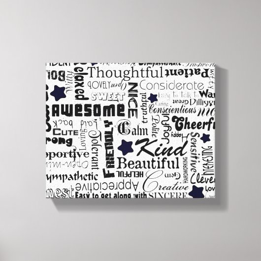 Positieve woordtypografie canvas afdruk (Voorkant)