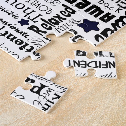 Positieve woordtypografie legpuzzel (Zijkant)