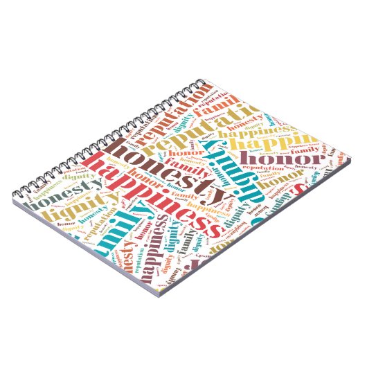 Positieve woordwolk notitieboek (Linkerzijde)